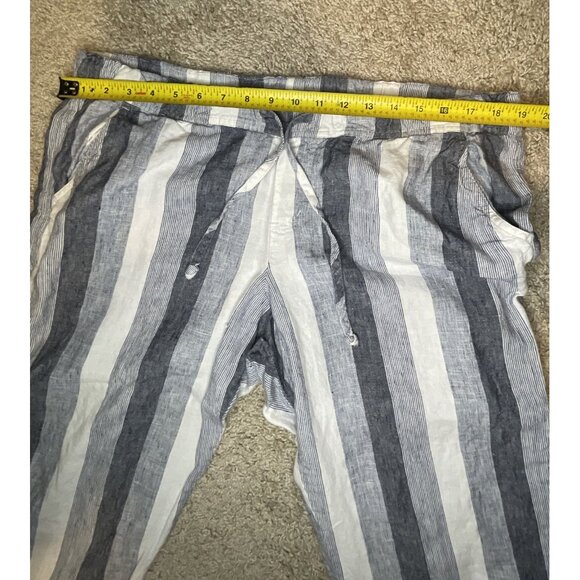 Allen Allen Women's XL Linen Pants Striped Wide Leg Beachy Coastal Boho - Picture 13 of 13